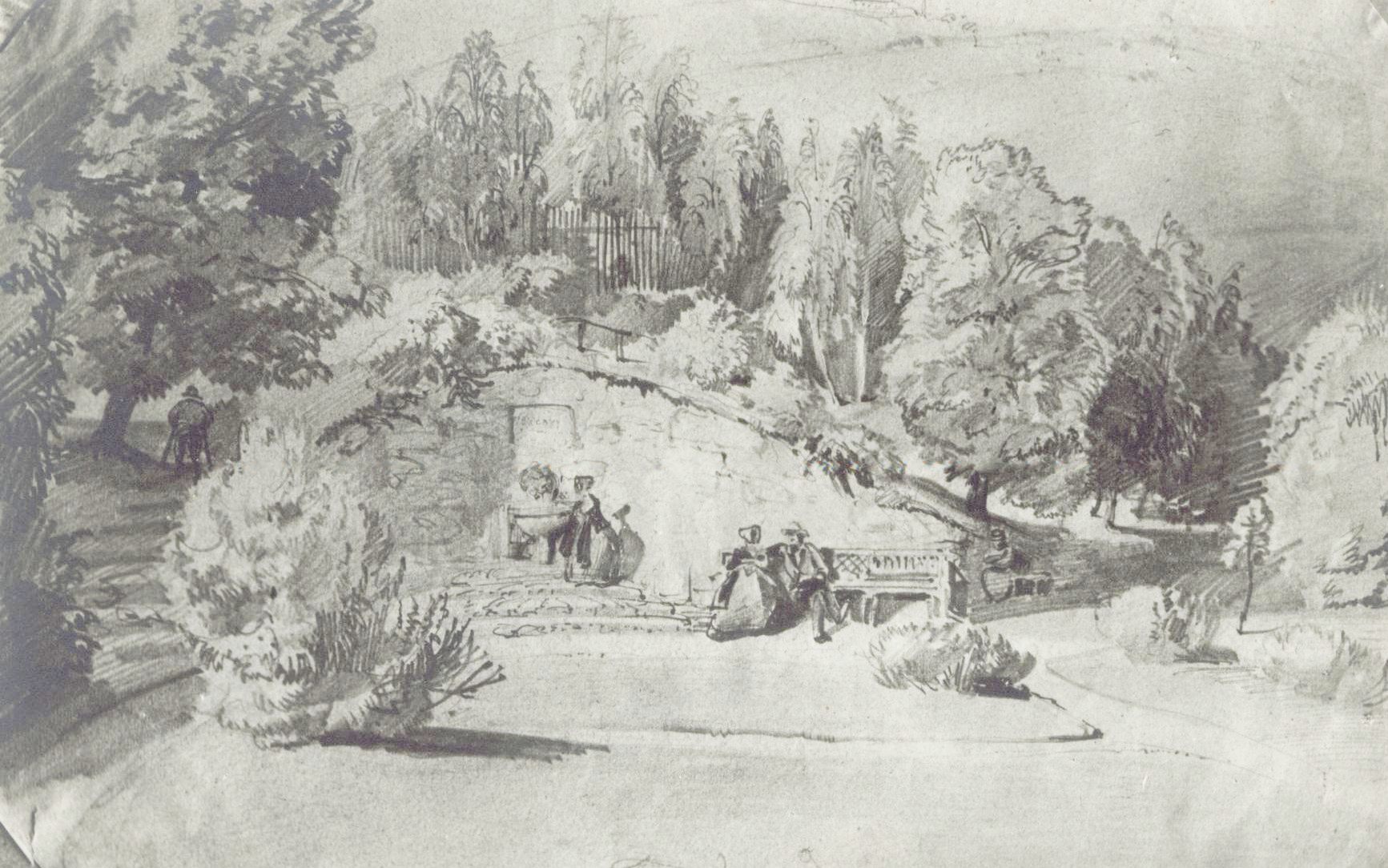 Wesselényiho zahrada s pramenem 1839
